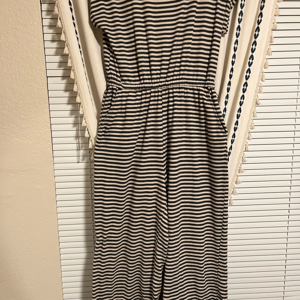 Navy and White Striped Jumpsuit